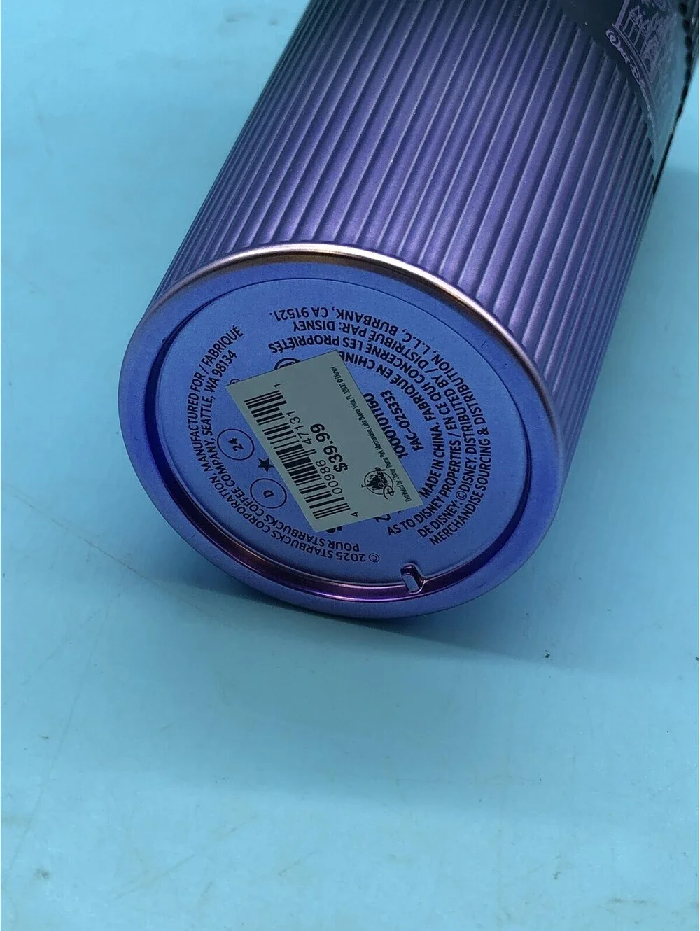 Starbucks Walt Disney World Purple Gradient Cold Tumbler Plastic Lid Castle